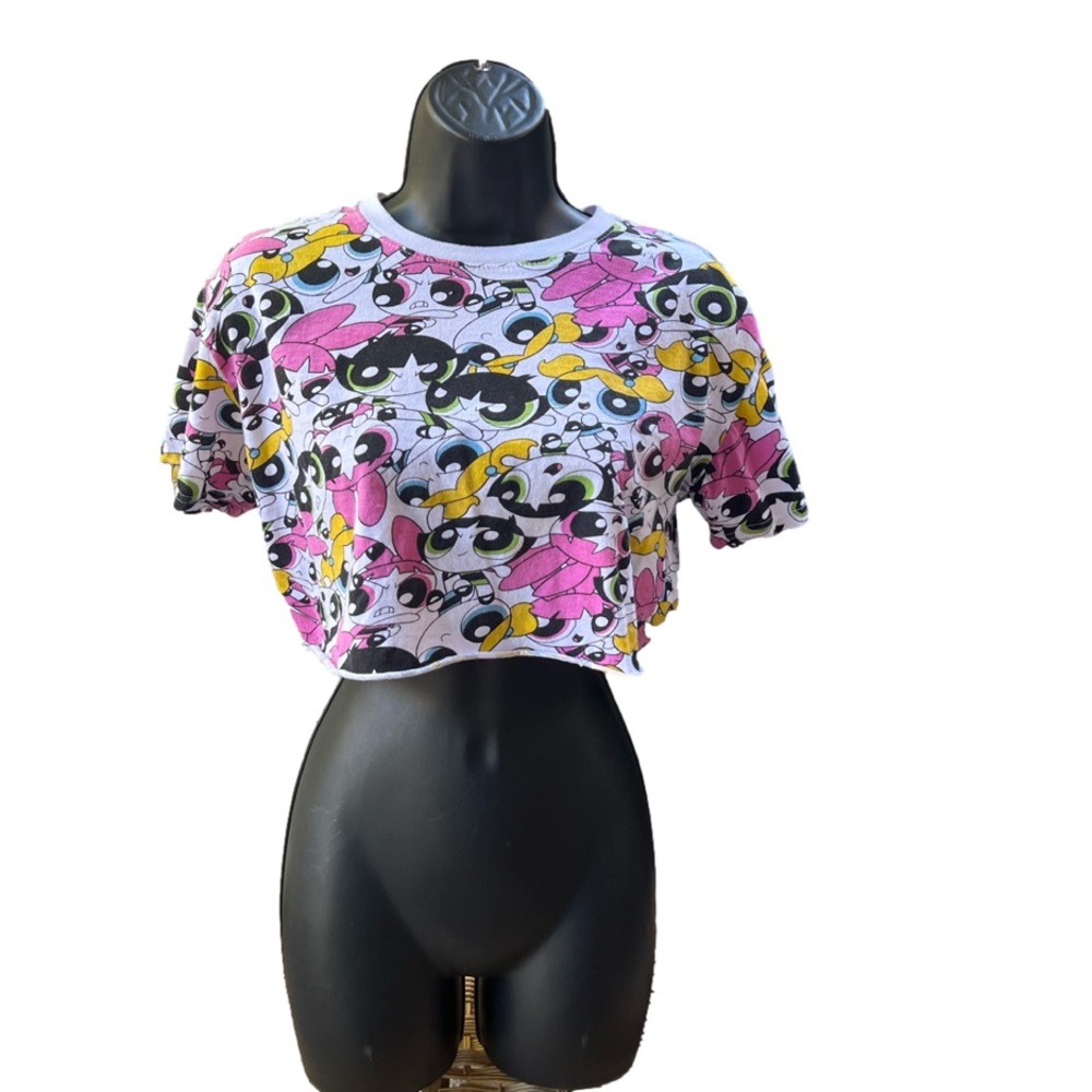 Powerpuff Girls Buttercup Bubbles Blossom Crop Top T-shirt size S Y2K cartoon